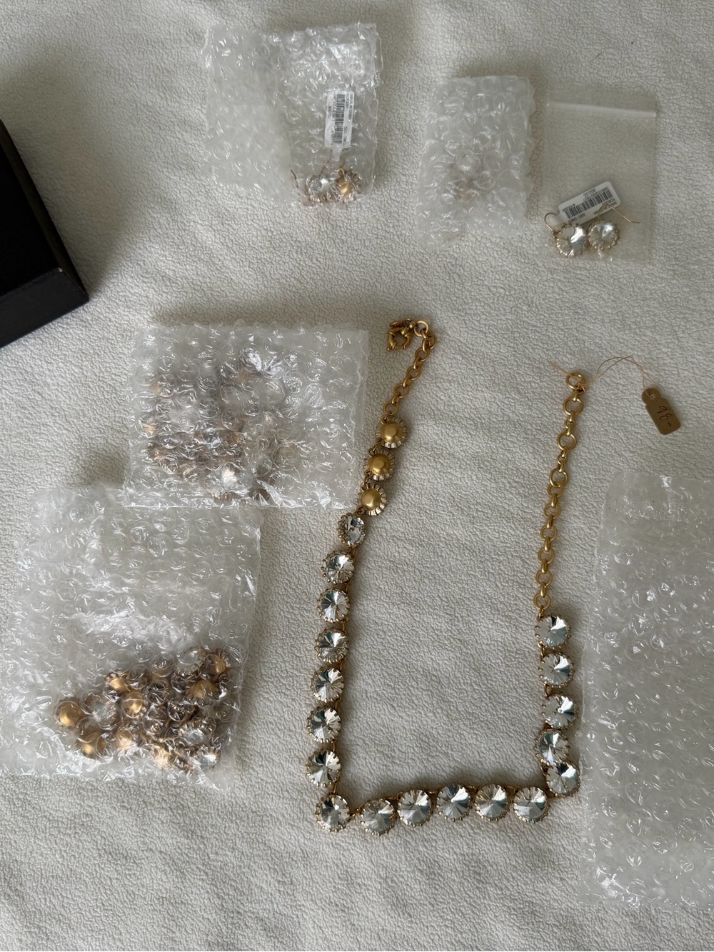 J. Crew Gold Crystal Statement Necklace & Earring Set - Clear - Picture 5 of 6